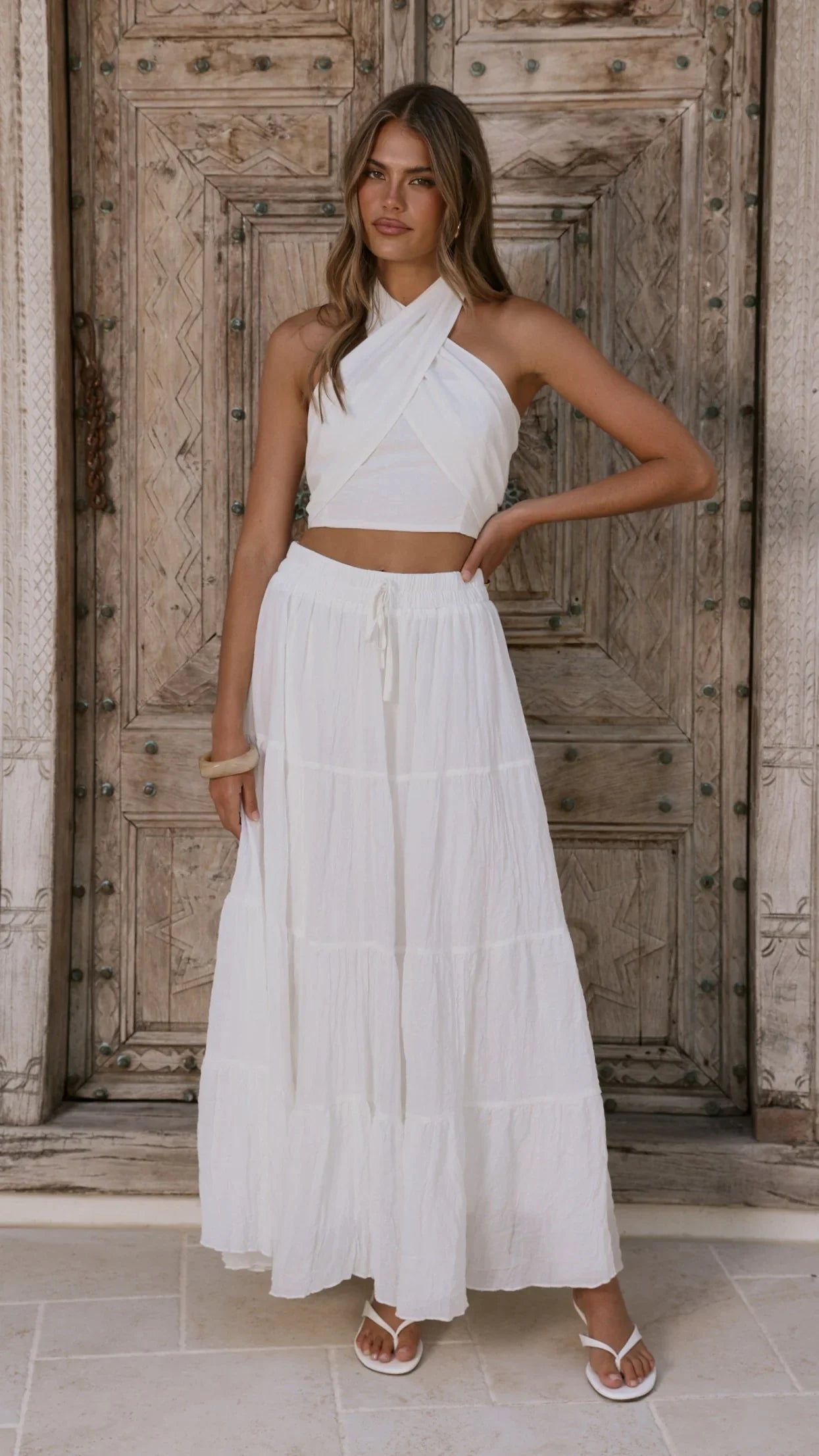 Cartier Tiered Maxi Skirt White