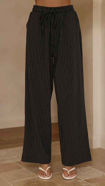 Zaila Pants Navy White Stripe