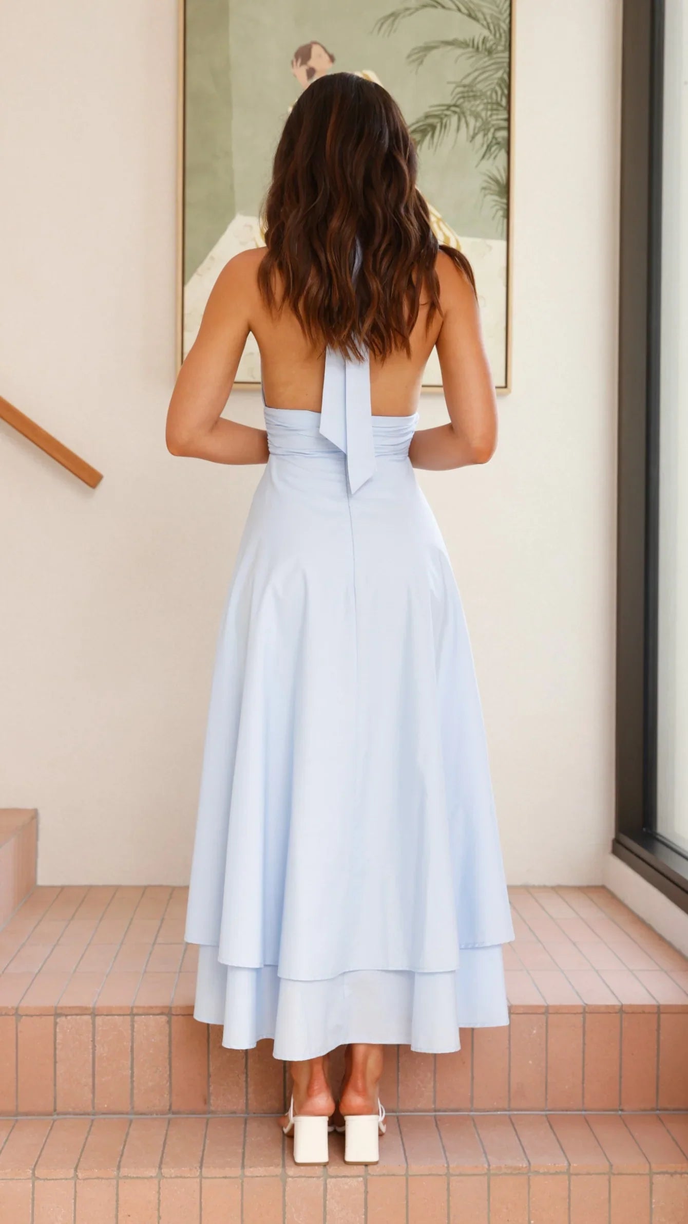 Kathy Halter Neck Maxi Dress Light Blue