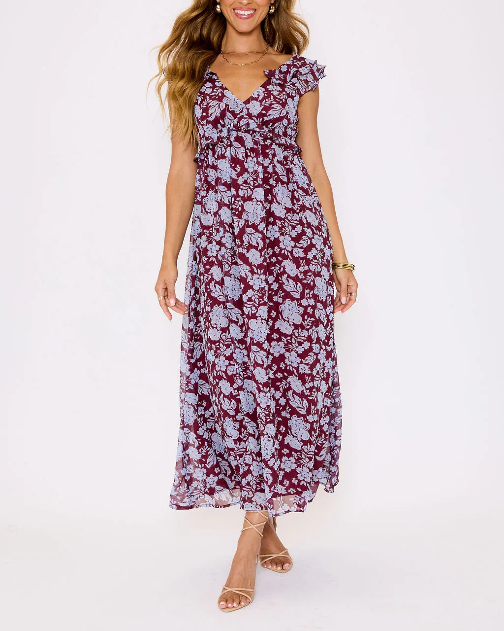 Enchanting Floral Ruffle Maxi Dress