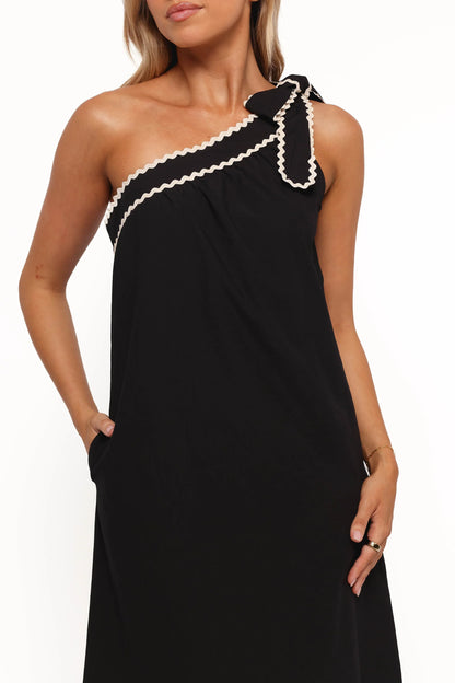 Brynlee One Shoulder Midi Dress Black Cream
