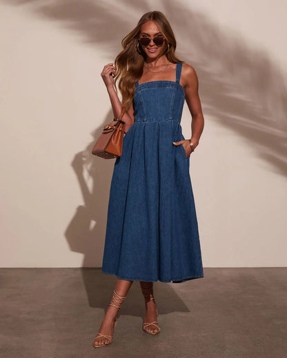 Meralda Corset Denim Midi Dress