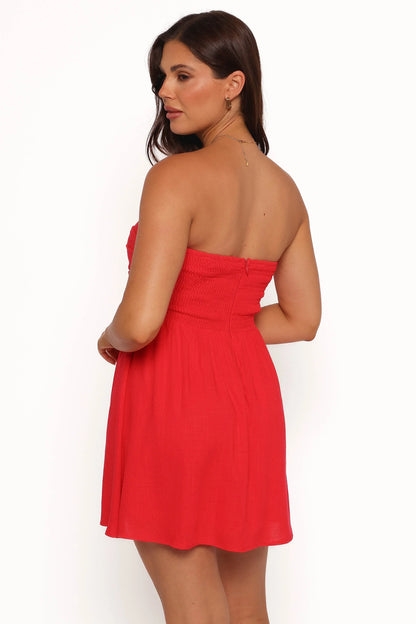 Katy Strapless Mini Dress Red