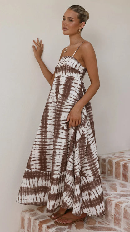 Marcel Maxi Dress Chocolate Tie Dye