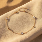 Gold Rhinestone Bead Boho Anklet