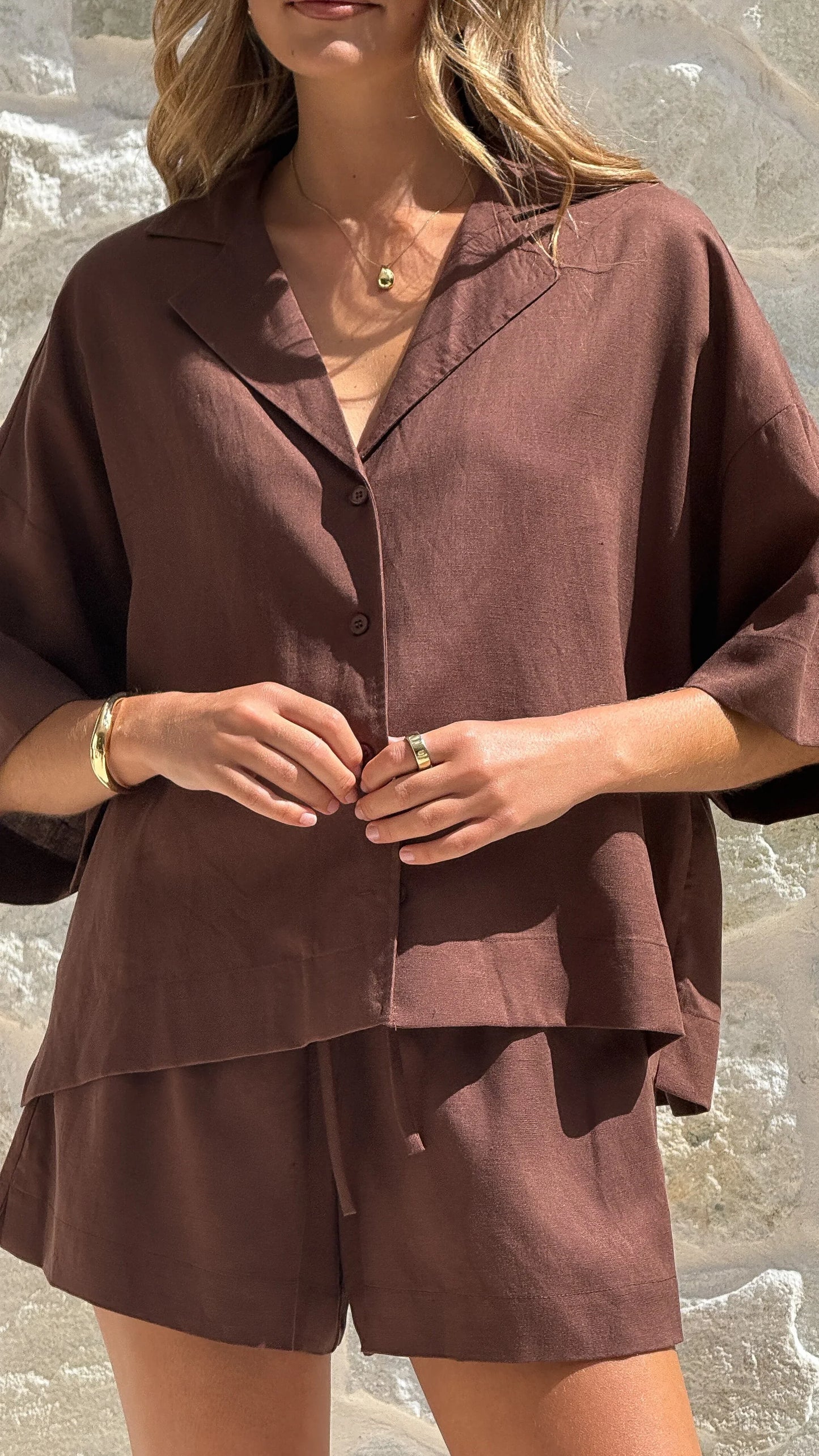 Luna Button Up Shirt Chocolate
