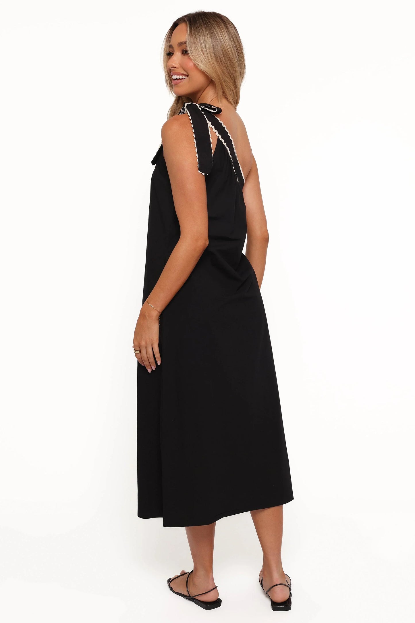 Brynlee One Shoulder Midi Dress Black Cream