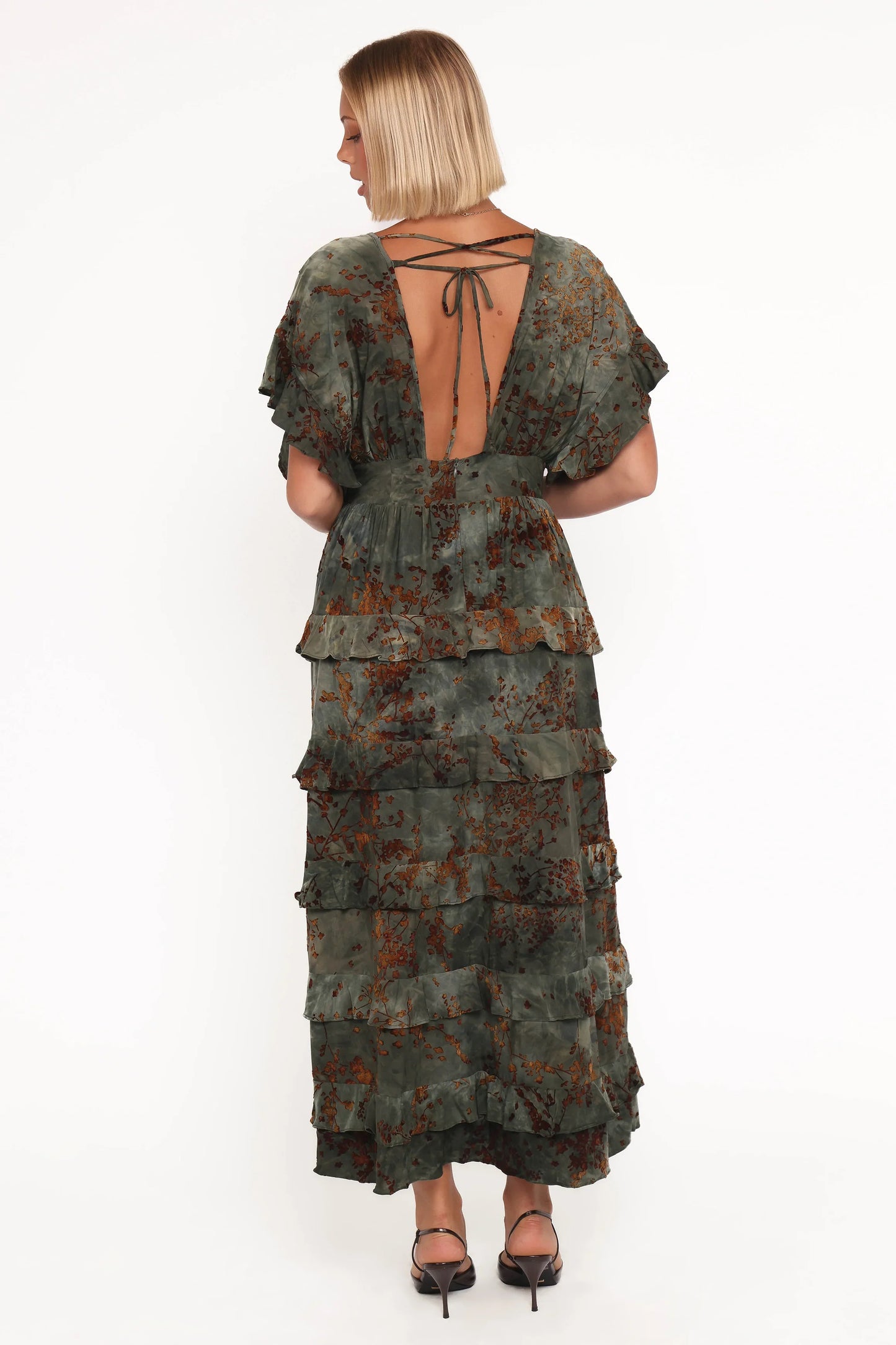 Wendi Ruffle Dress Jade Brown