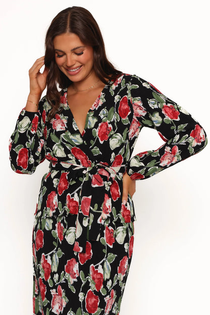 Minelli Pleat Top Black Rose