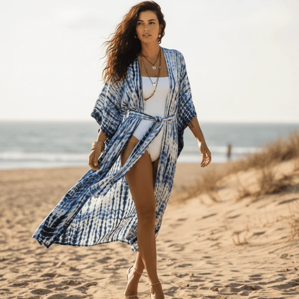 Long Boho Beach Kimono Swim Cover Up