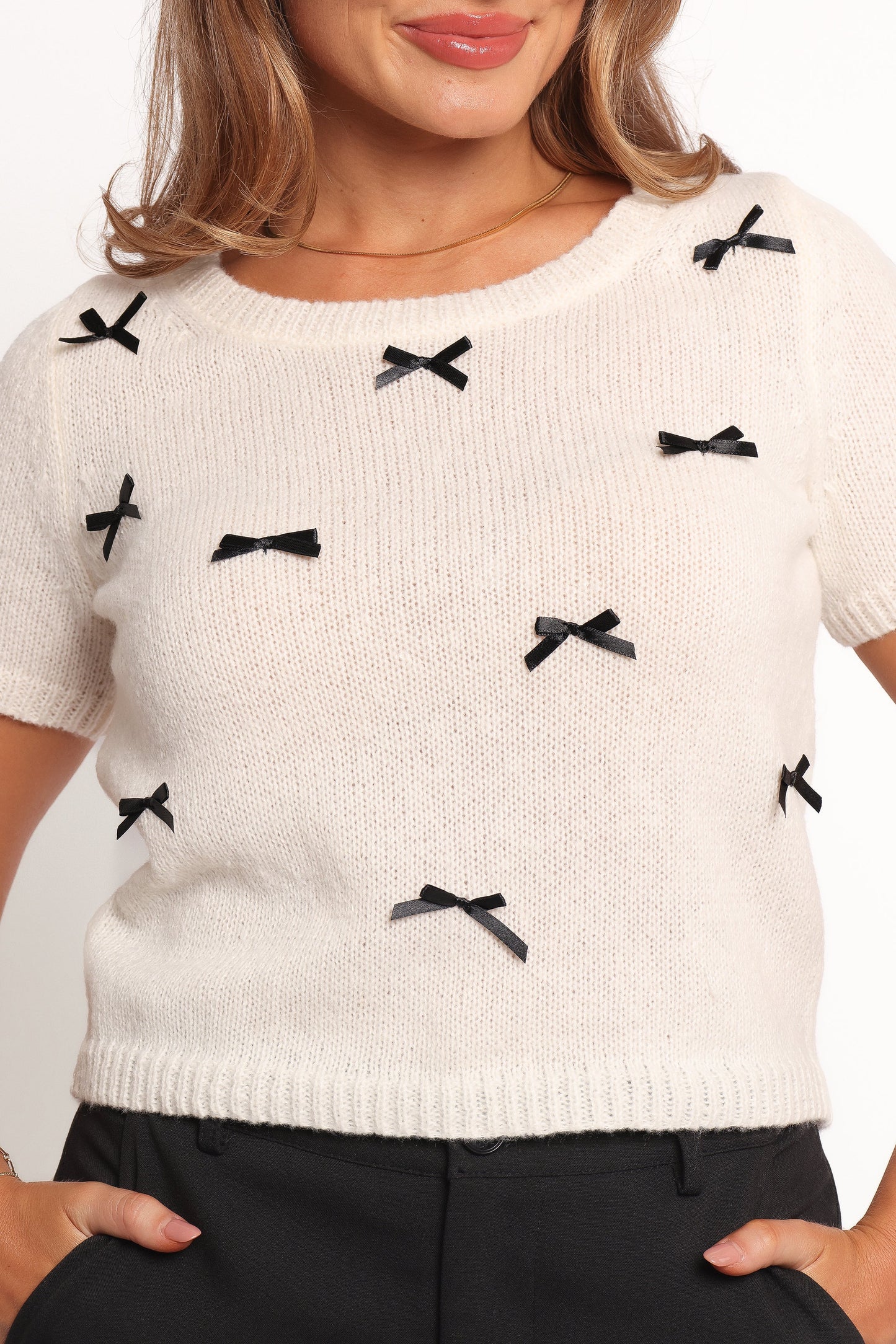 Rachel Knit Top Cream Black