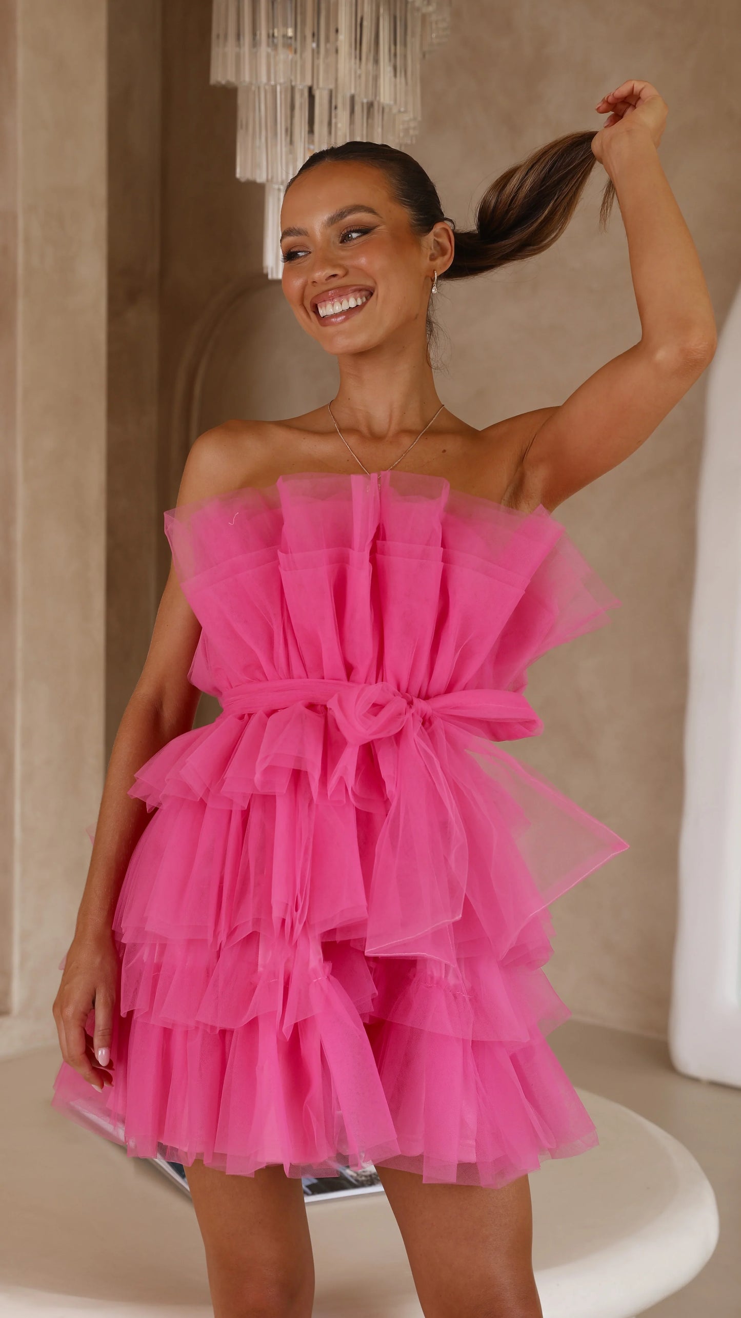 Carrie Mini Dress Hot Pink