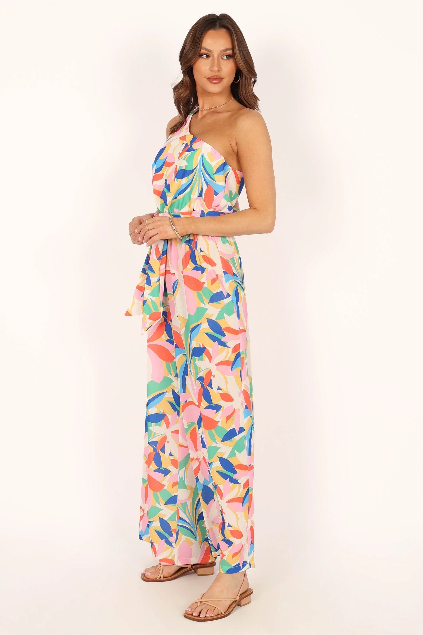 Belinda One Shoulder Jumpsuit Floral