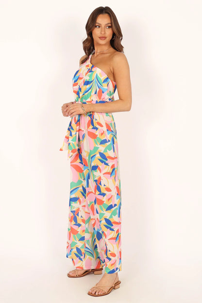 Belinda One Shoulder Jumpsuit Floral
