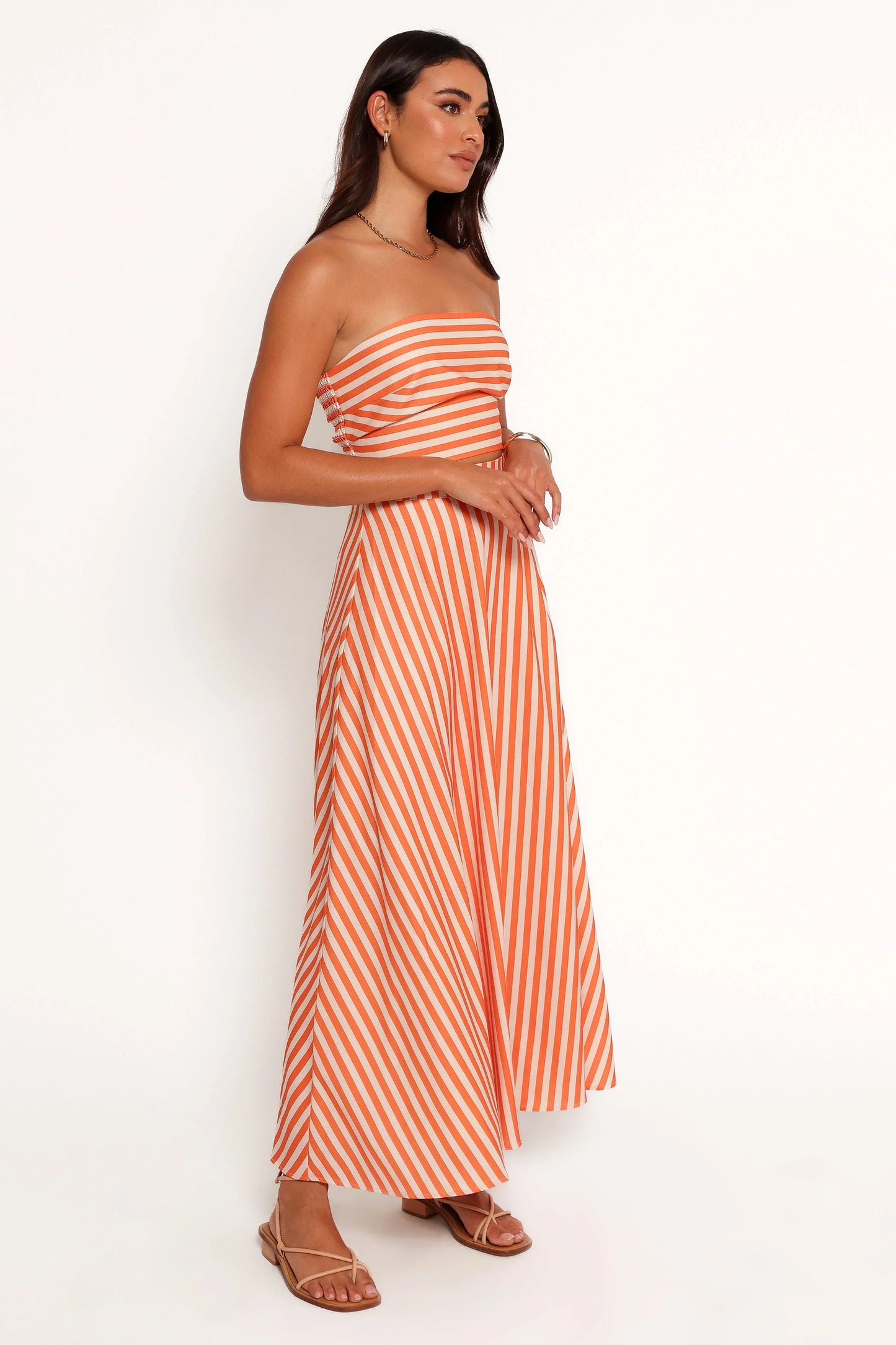 Serafina Two Piece Set Orange Beige Stripe