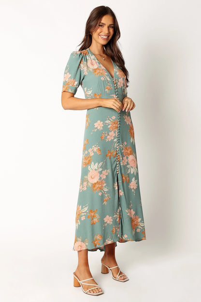 Frampton Midi Dress Blue Floral