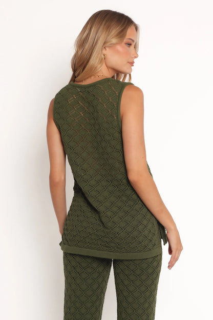 Sable Textured Knit Top Olive