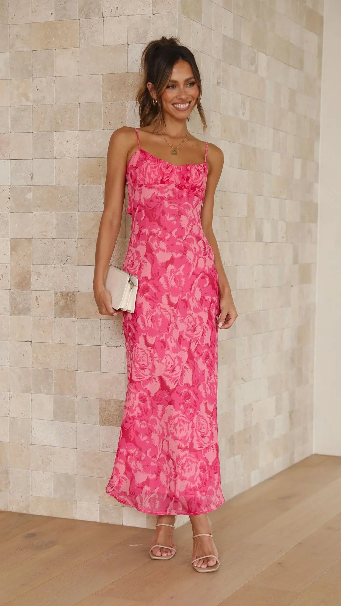 Margie Midi Dress Pink Floral