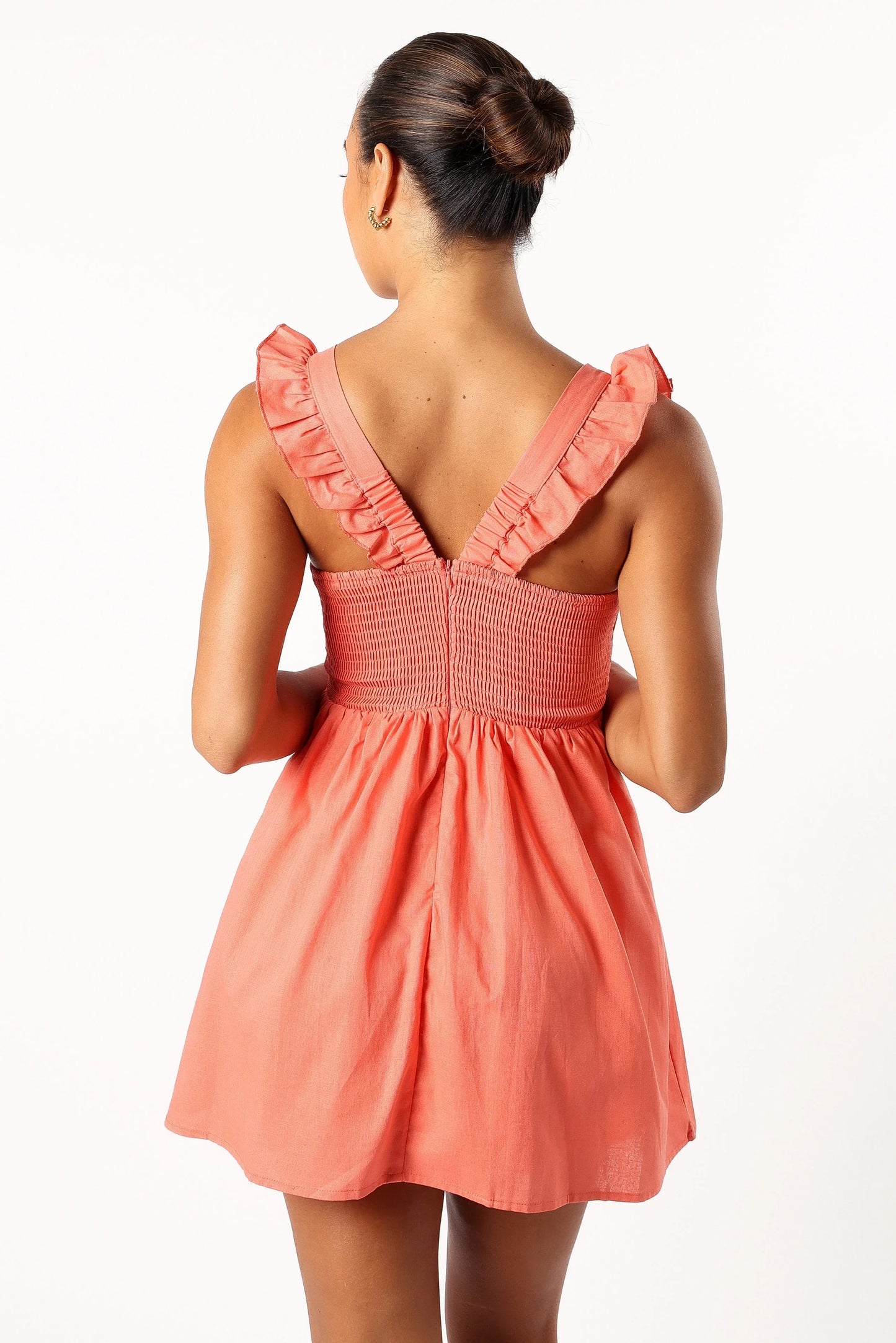 Rowan Frill Mini Dress Coral