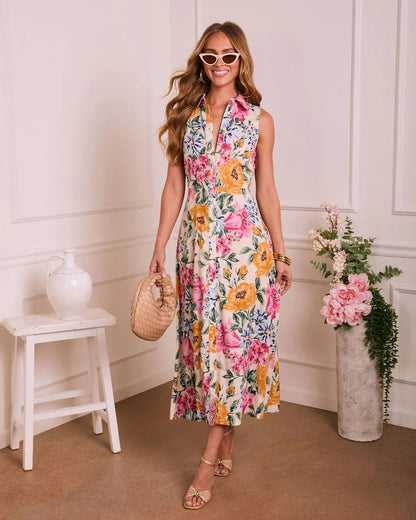 After Bloom Floral Maxi Shirt Dress