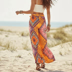 Boho Golden Sunset Wide Leg Palazzo Pants