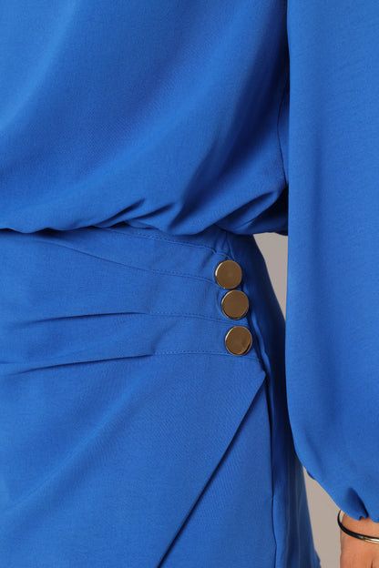 Galen Long Sleeve Romper Paris Blue