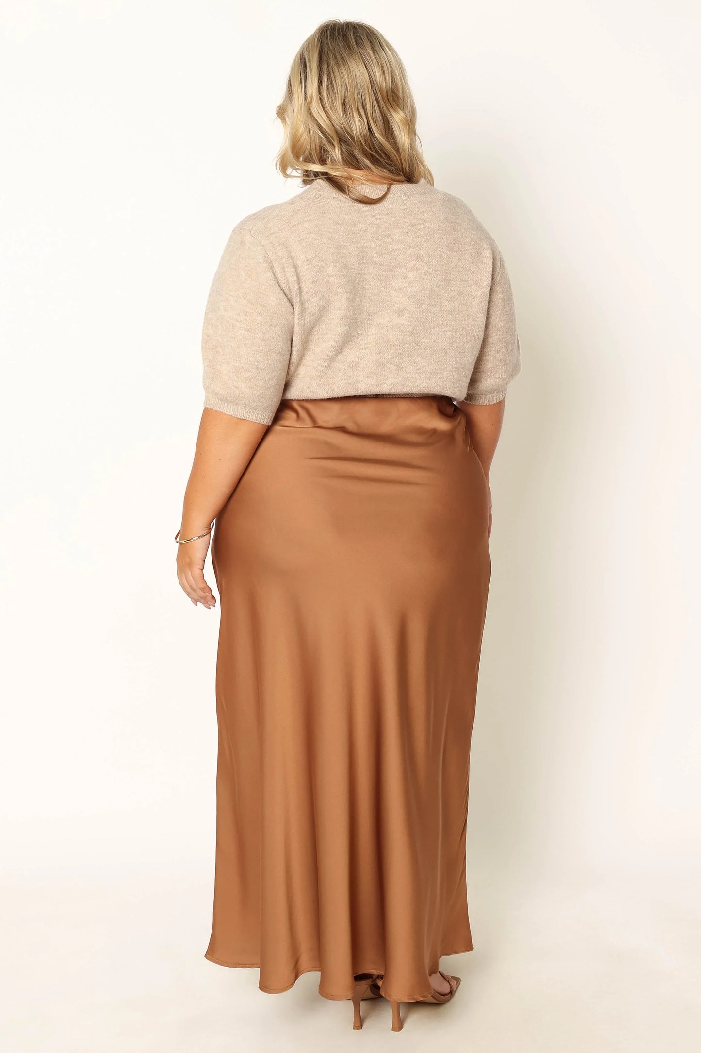 Nellie Satin Midi Skirt Bronze