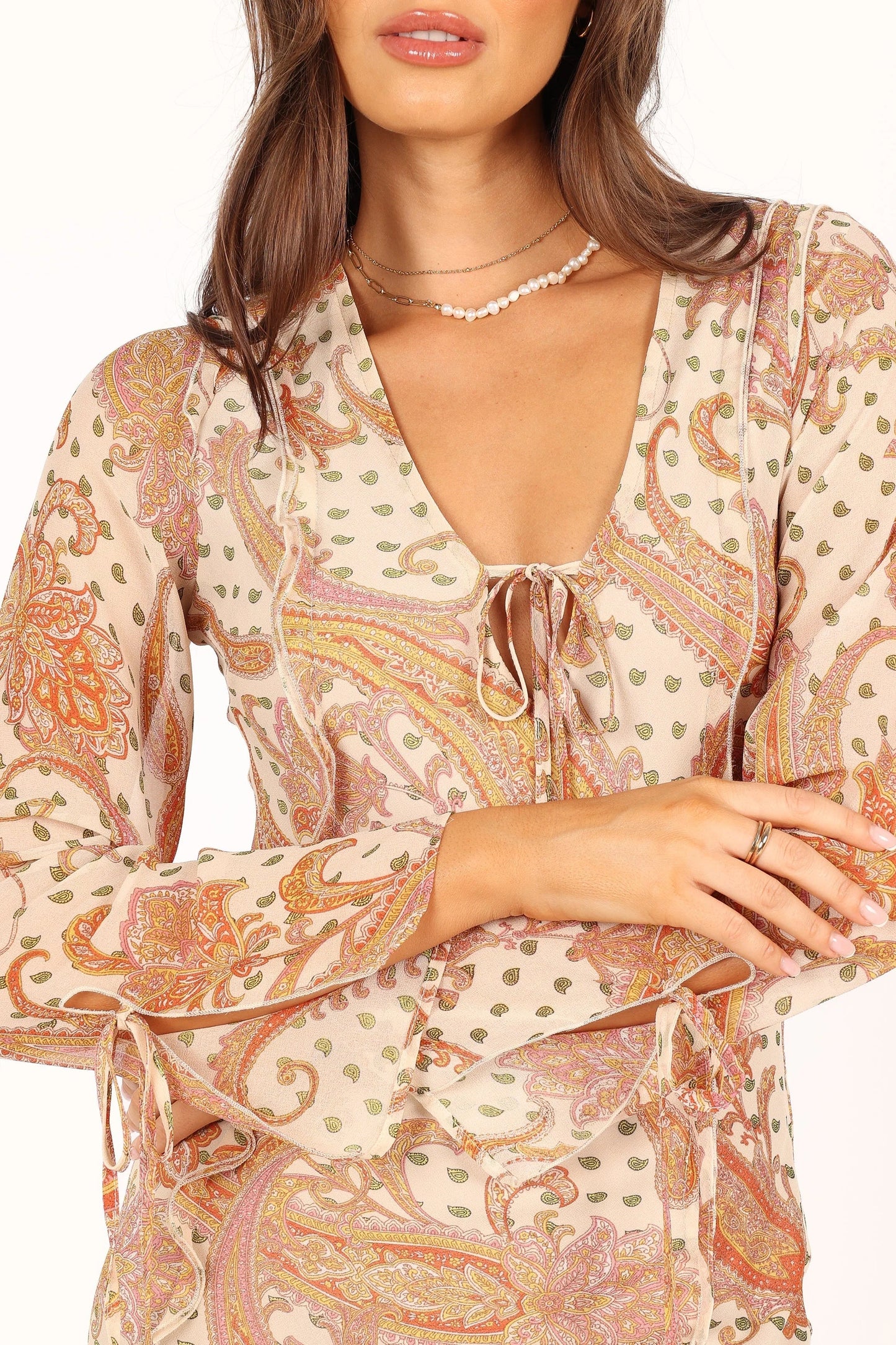Sio Long Sleeve Midi Dress Tan