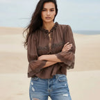 Boho Lace Long Sleeve Babydoll Top