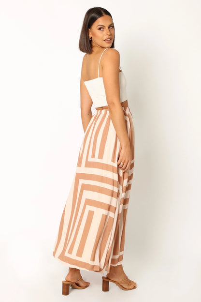 Elke Pleat Midi Skirt Tan