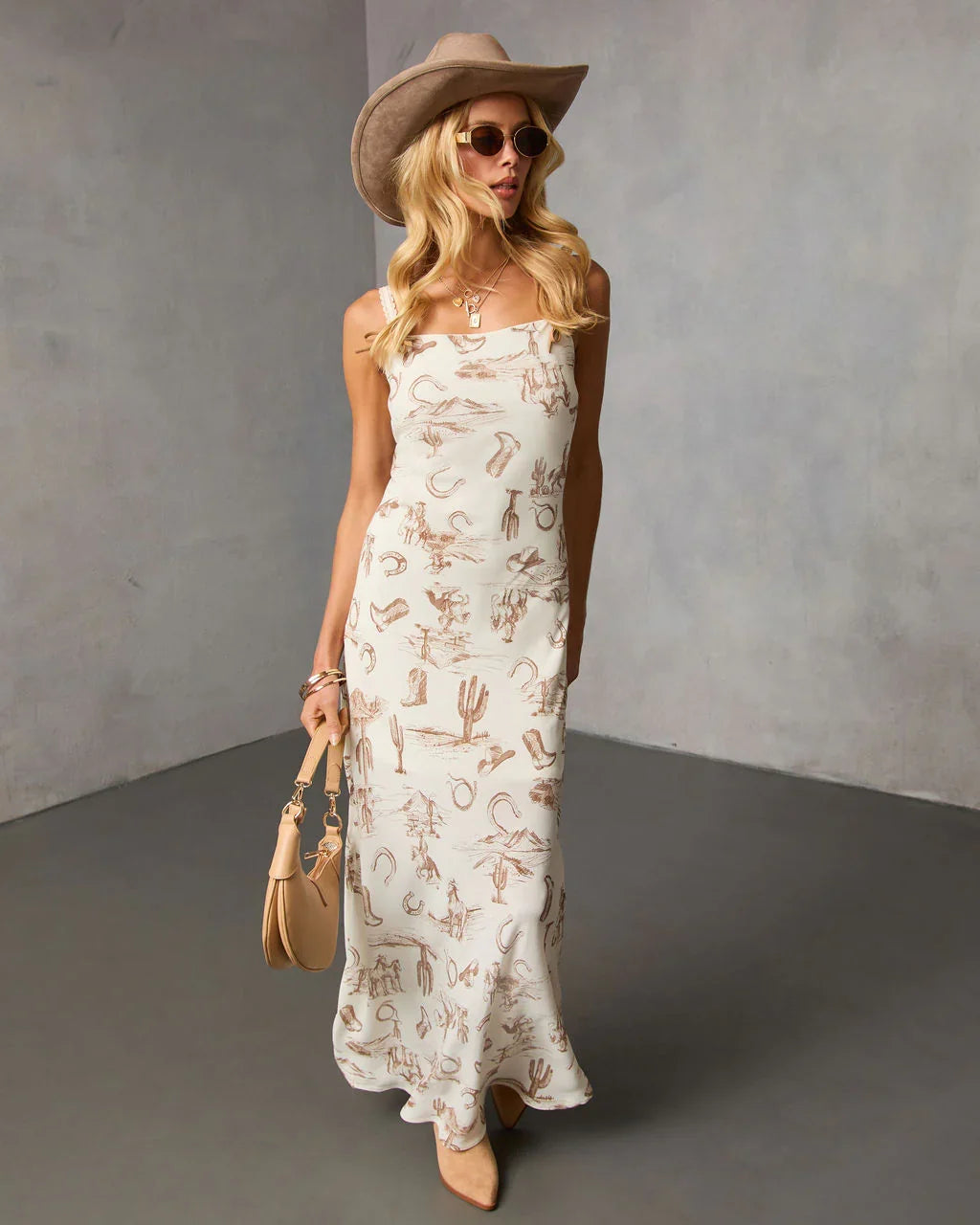 Bronco Breeze Western Print Maxi Dress