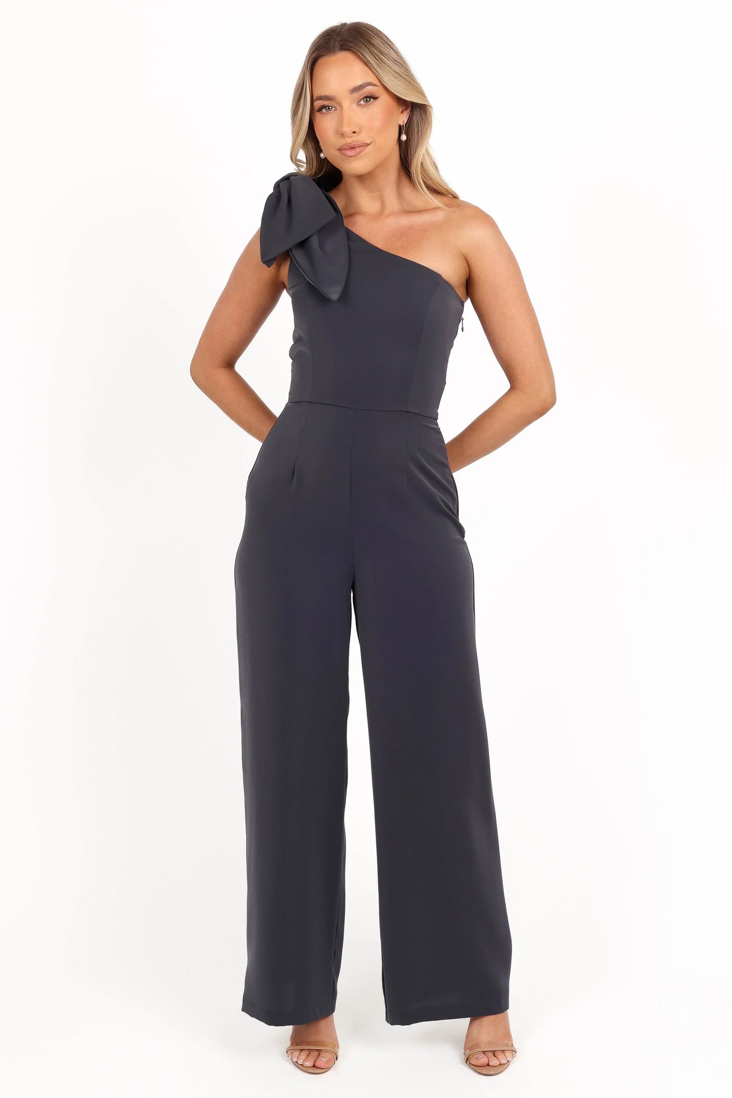 Scarlett One Shoulder Jumpsuit Steel Grey