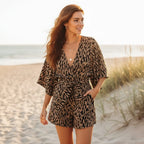 V Neck Wide Leg Romper