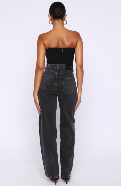 Born To Shine High Waisted Barrel Jeans Black Acid