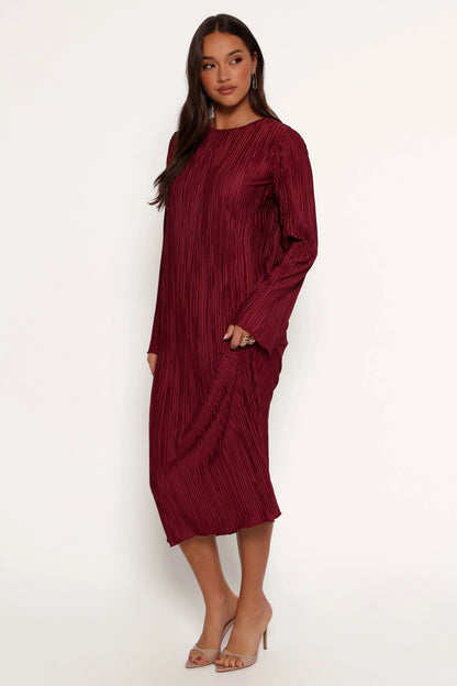 Tannikah Plisse Midi Dress Ruby Wine