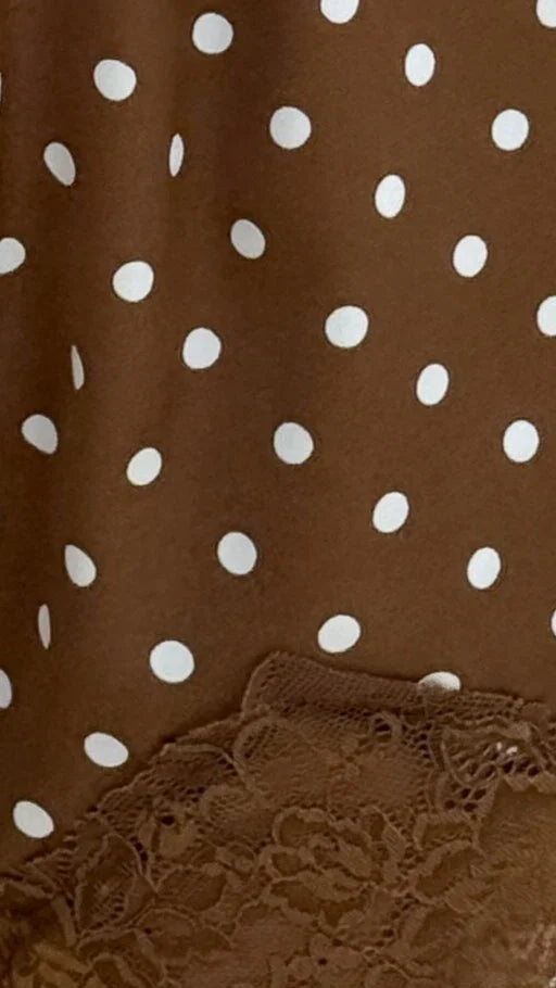 Makoa Lace Shorts Choc White Polka