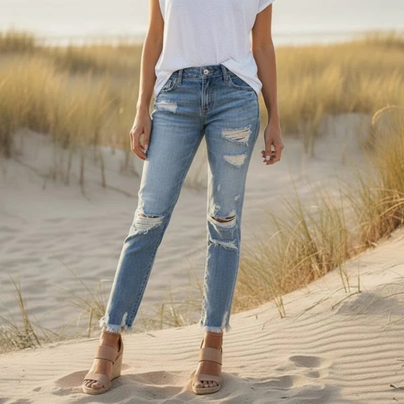 High Waisted Ripped Skinny Jeans