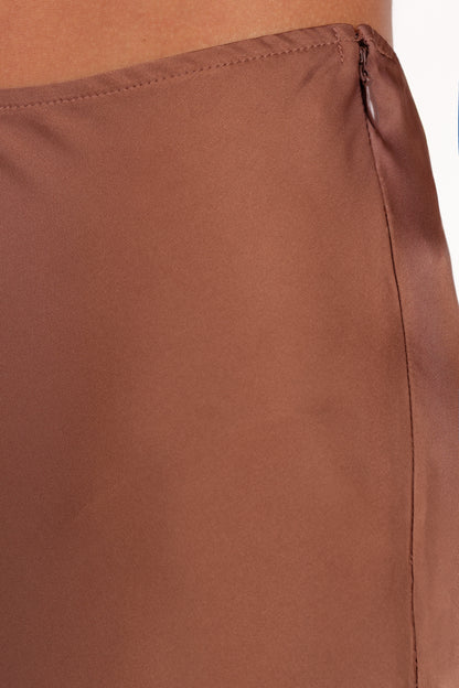Nellie Satin Midi Skirt Banksia Brown