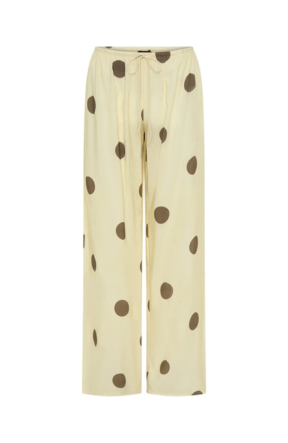 Tropic Muse Pants Cream Choc Polka Dot