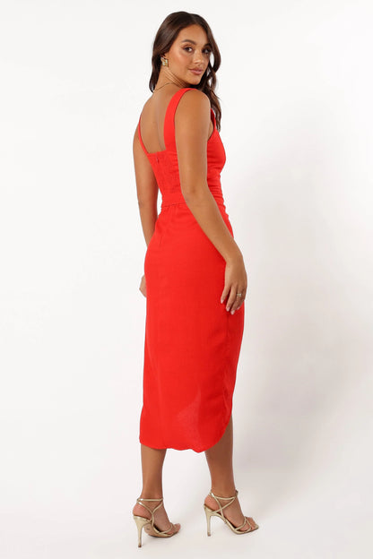 Misty Wrap Midi Dress Red Rogue