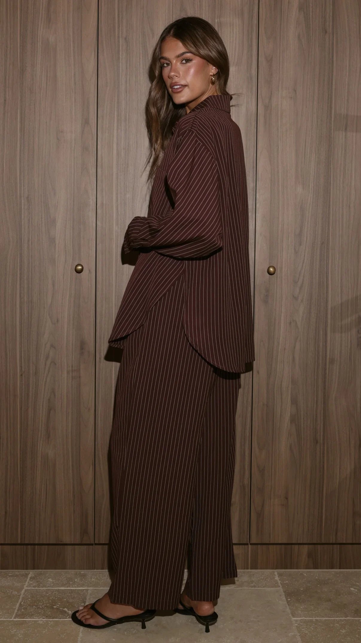 Zaila Long Sleeve Shirt Burgundy White Stripe