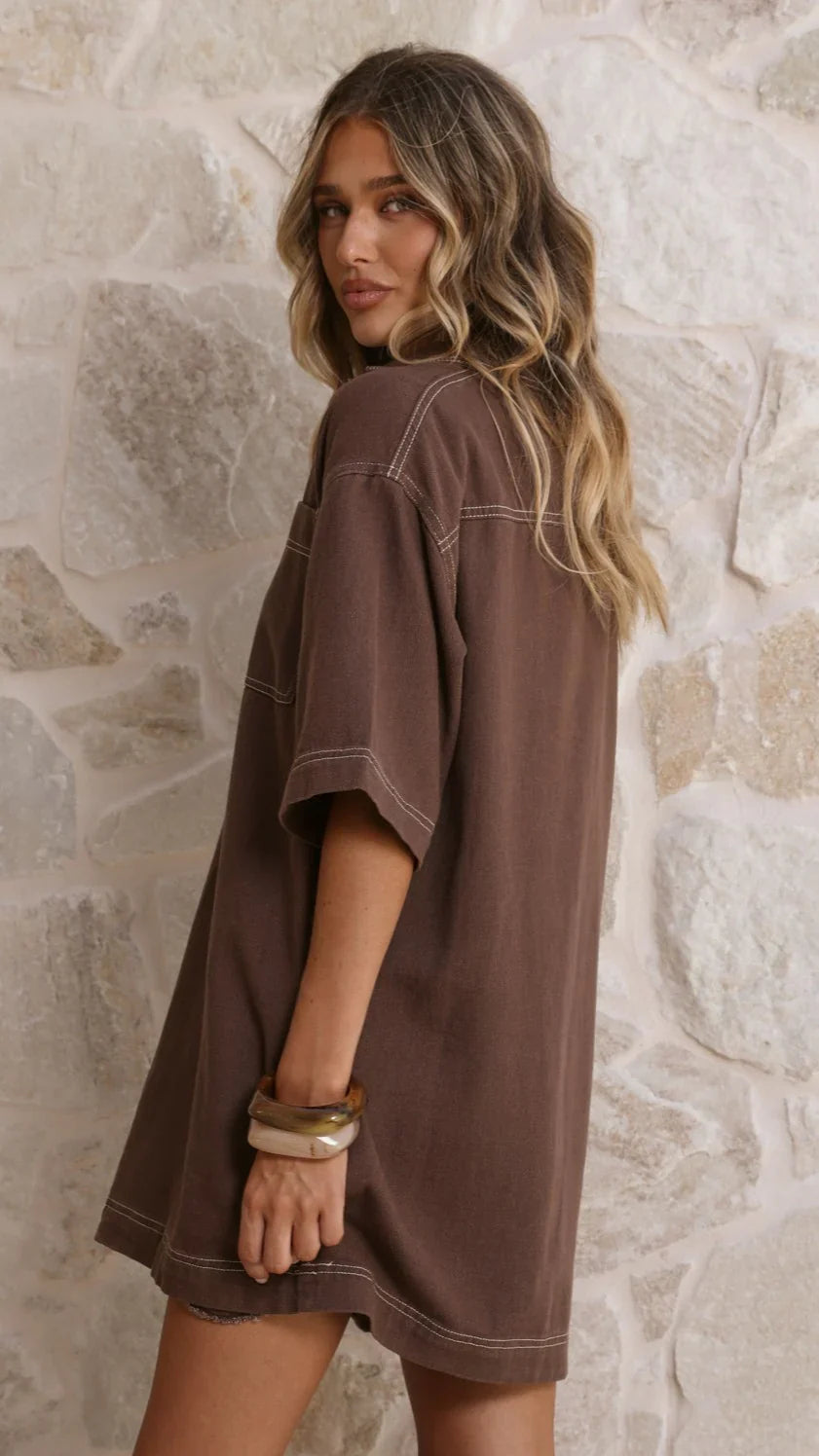Ilia Denim Mini Dress Chocolate
