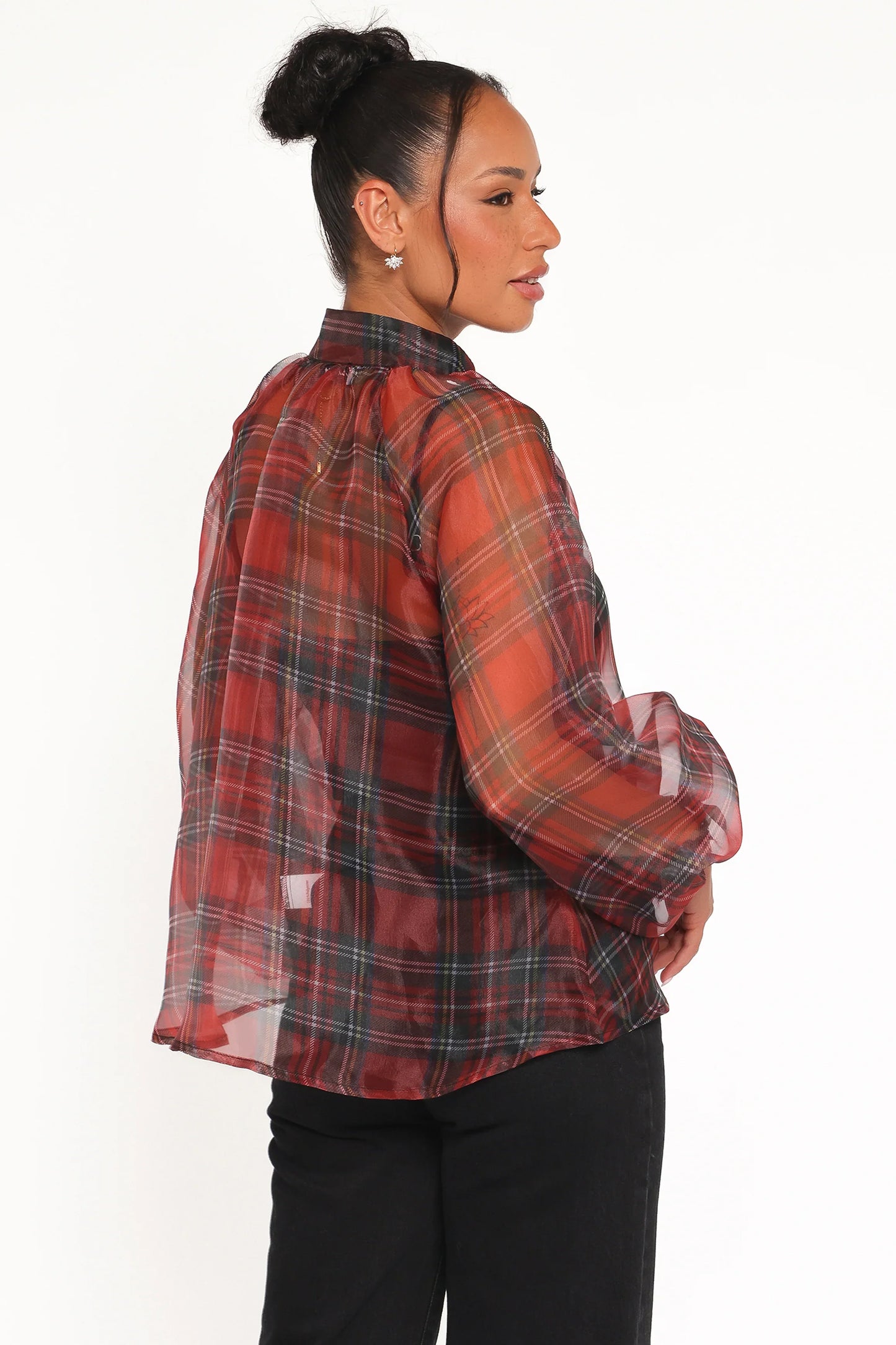Marni Organza Top Red Plaid