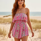 Off Shoulder Strapless Casual Boho Romper