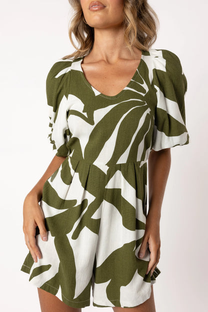 Matilda Romper Olive Palm