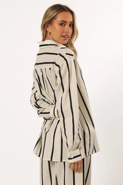 Silvia Button Down Shirt Cream Stripe