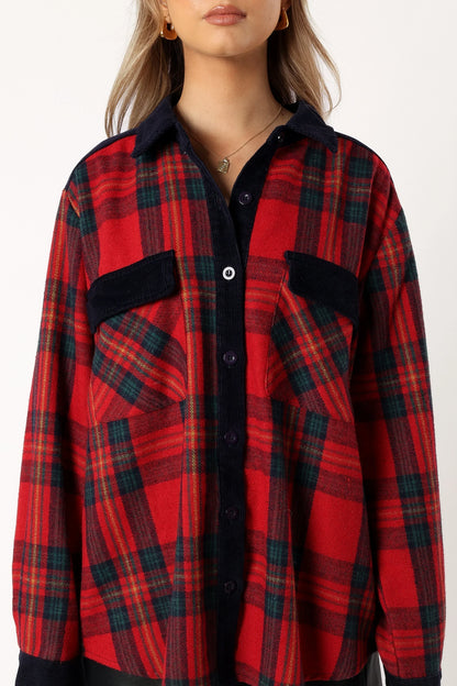 Lucille Plaid Shacket Red Navy