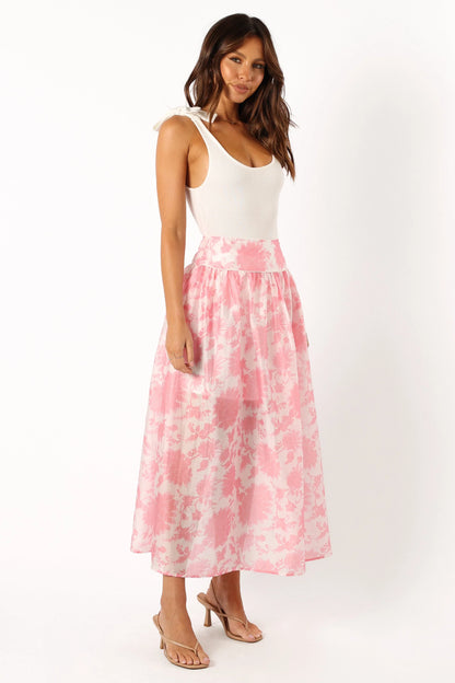 Miami Maxi Skirt Pink Floral