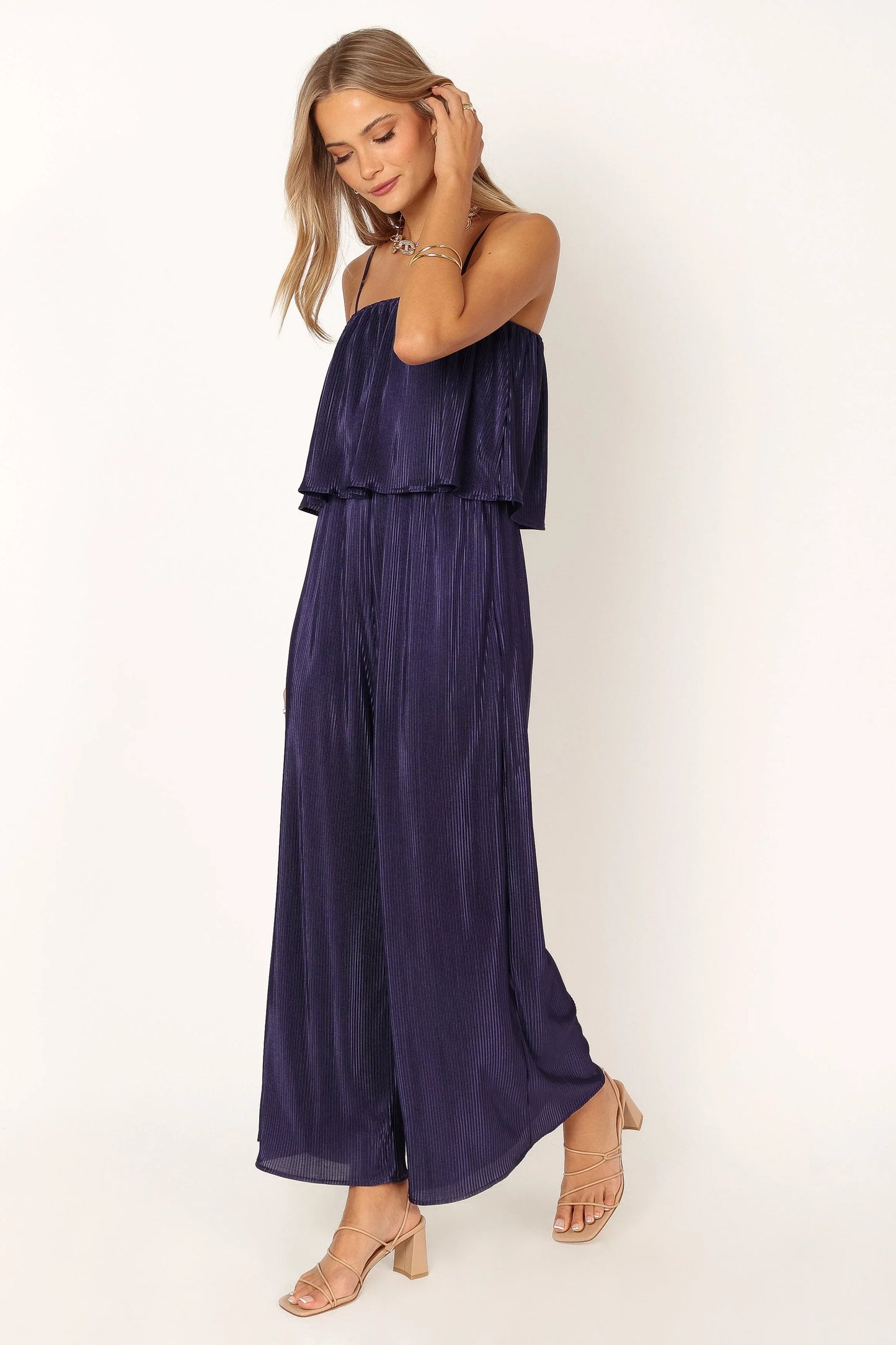 Jillian Plisse Jumpsuit Navy