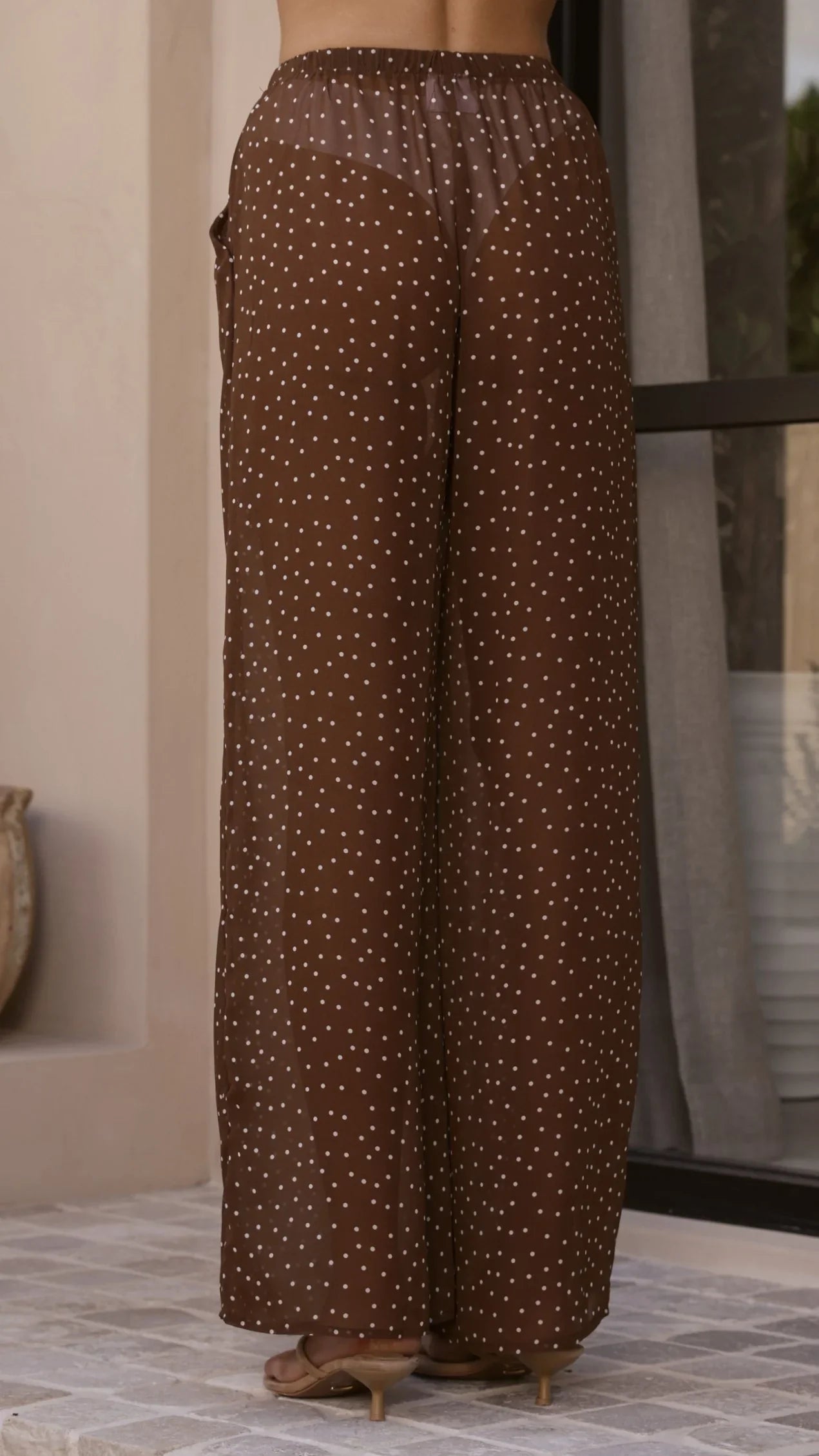 Zavier Oversized T Shirt and Polka Dot Pants Set Beige Chocolate